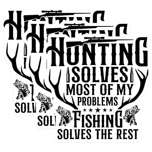 (3 Pack) Hunting Fishing Decals - Outdoorsman - Funny Hunter Fisherman Laptop Decal - 3 Inches On Longest Side - Easy Peel & Apply - Made in USA - 3MCS4920