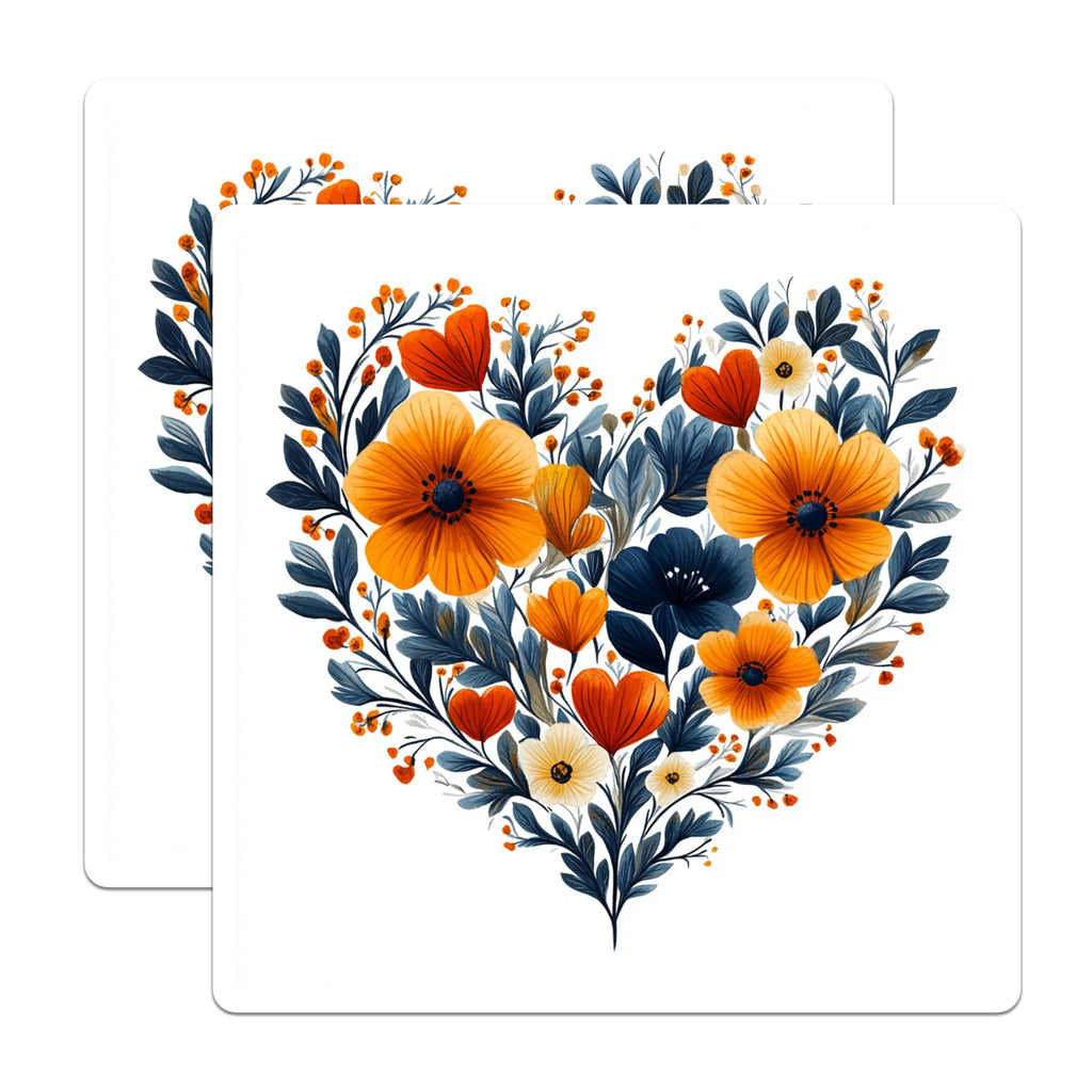 (2 Pack) Floral Heart Magnets - Botanical Fridge Decor - Romantic Kitchen Accent - 5 Inches On Longest Side - Thick Durable Magnet - Made in USA - MAG30898