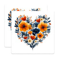 (2 Pack) Floral Heart Magnets - Botanical Fridge Decor - Romantic Kitchen Accent - 5 Inches On Longest Side - Thick Durable Magnet - Made in USA - MAG30898