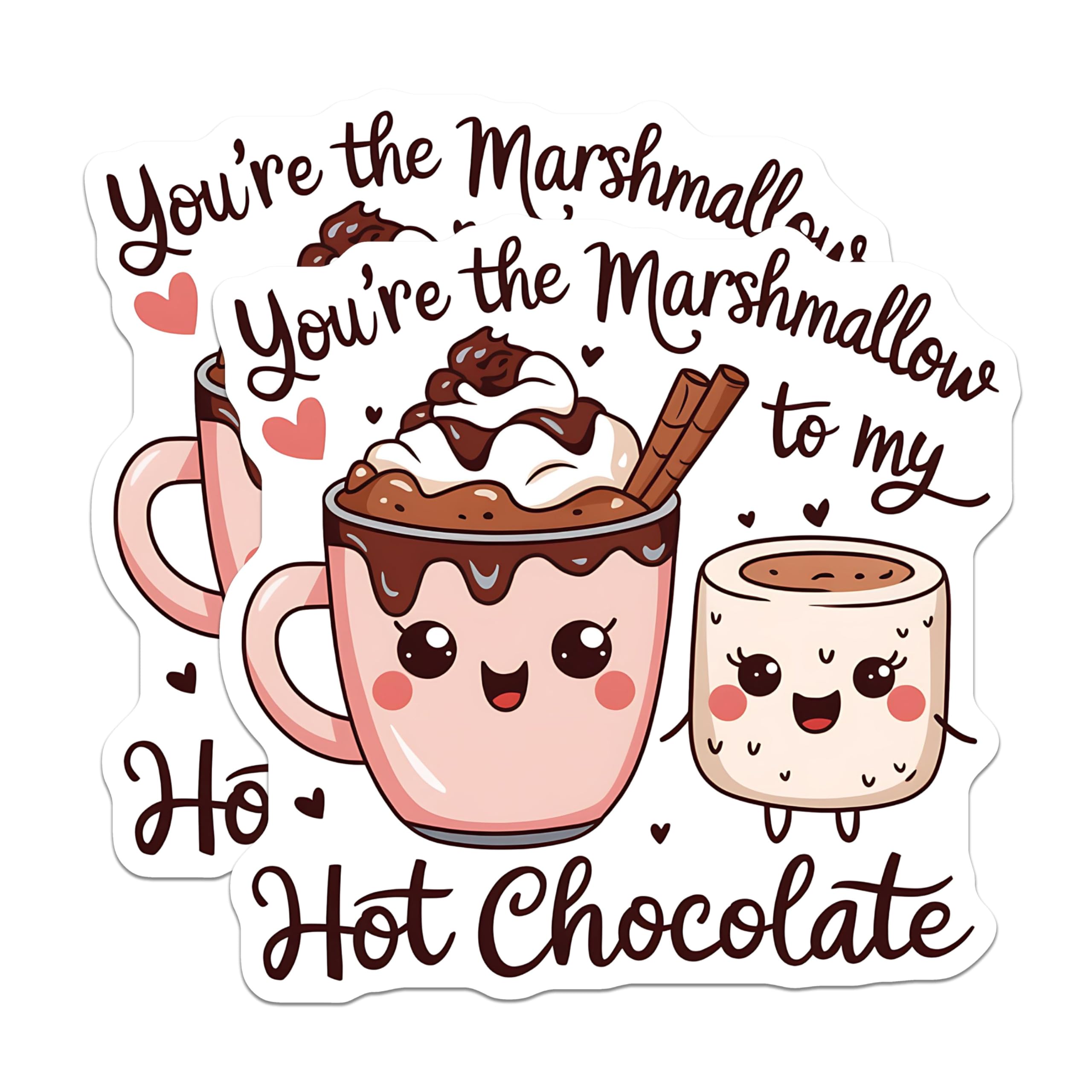 (2 Pack) Marshmallow Hot Chocolate Stickers - Cute Food Stickers - Cocoa Drink Stickers for Laptop and Water Bottle - 5" On Longest Side - Sticks to Smooth Flat Surfaces - Made in USA - BMCS5160