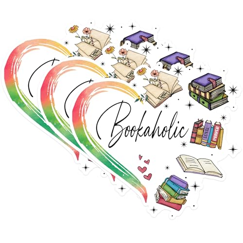 (3 Pack) Bookaholic Decals - Book Lover - Reading Enthusiast Decal - 3 Inches On Longest Side - Easy Peel & Apply - Made in USA - 3MCS1657