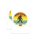 (2 Pack) Sasquatch Magnets - Keep Calm Bigfoot Decor - Funny Cryptid Hunter Accessory - Retro Sunset Wilderness Art - 5 Inches On Longest Side - Thick Durable Magnet - Made in USA - MAG22128