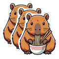 (3 Pack) Capybara Ramen Decals - Cute Noodle Art - Laptop Car Decals - 3 Inches On Longest Side - Easy Peel & Apply - Made in USA - 3MCS8679