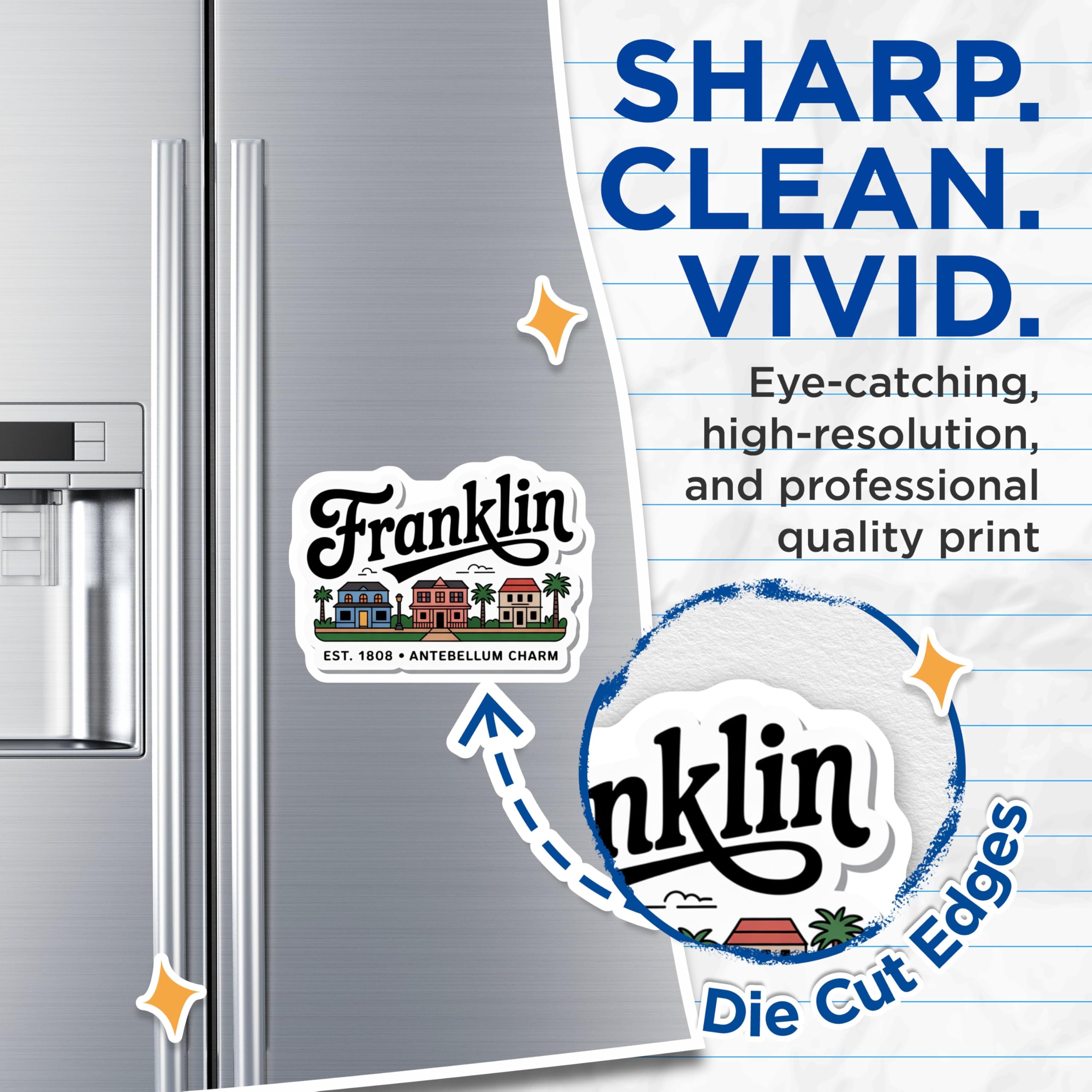 (2 Pack) Franklin Tennessee Magnets - Antebellum Charm Decor - Home Town Souvenir - 5" On Longest Side - Premium Magnet - for Cars, Refrigerators, Toolboxes, Lockers - Made in USA - MAG17870