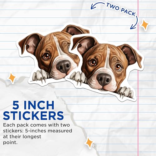(2 Pack) Dog Lover Stickers - Cute Puppy Art - Adorable Dog Faces - 5" On Longest Side - Sticks to Smooth Flat Surfaces - Made in USA - BMCS9827