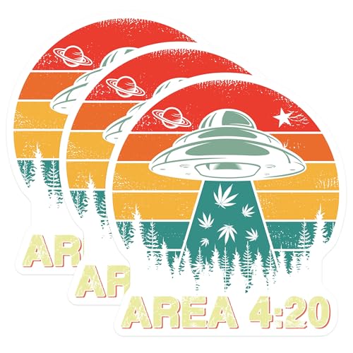 (3 Pack) Area 420 Decals - Alien Abduction - Laptop Decal - 3 Inches On Longest Side - Easy Peel & Apply - Made in USA - 3MCS4733
