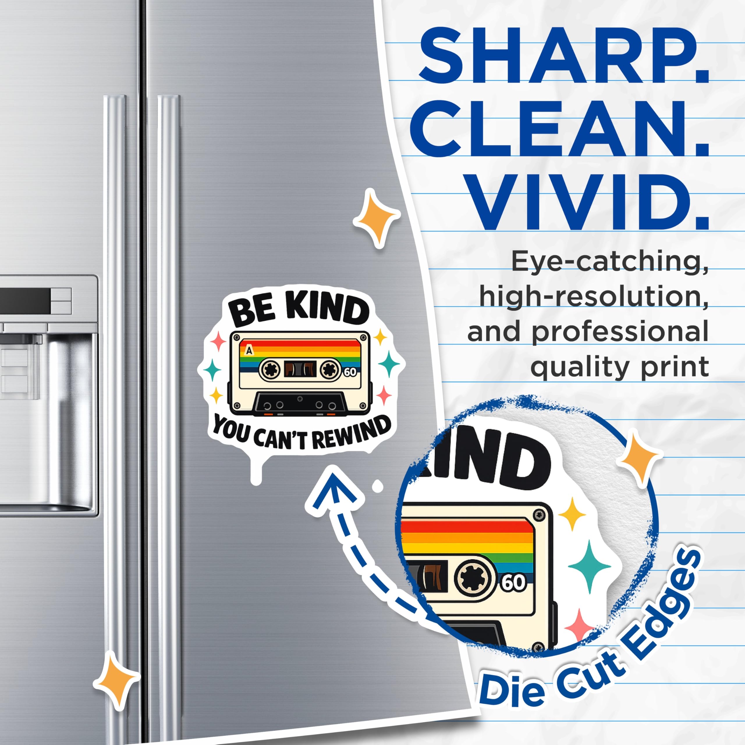 (2 Pack) Be Kind Cassette Magnets - Retro Audio Tape - Inspirational Message Decor - 5 Inches On Longest Side - Thick Durable Magnet - Made in USA - MAG20938