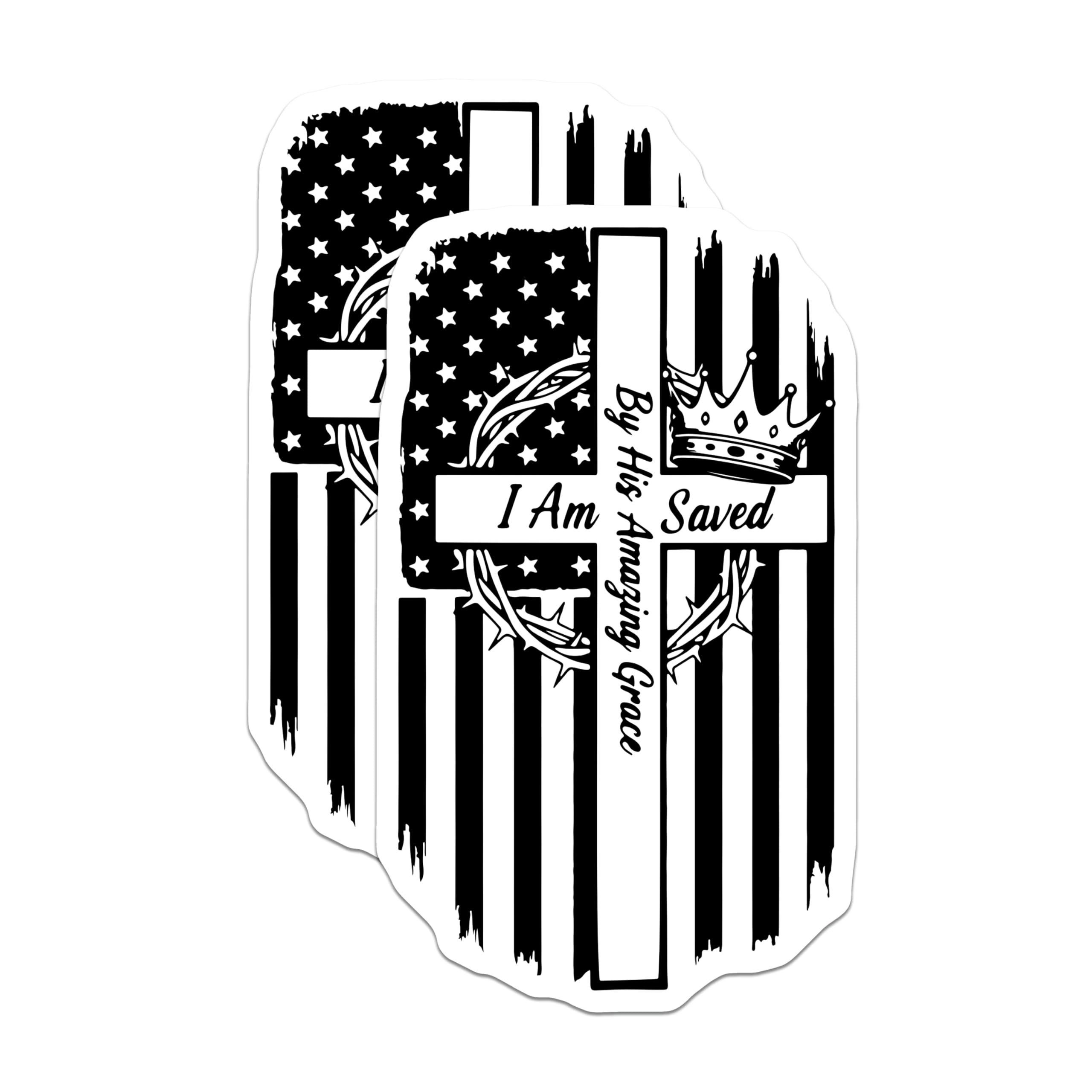(2 Pack) Christian Magnets - Religious Decor - Grace Saved Crown Design - 5" On Longest Side - Premium Magnet - for Cars, Refrigerators, Toolboxes, Lockers - Made in USA - MAG14943