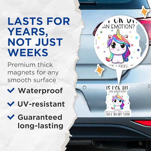 (2 Pack) Unicorn Magnets - Cute Unicorn Art for Fridge Decoration - 5" On Longest Side - for Cars, Fridges, Toolboxes - Made in USA - MAG7796