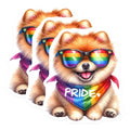 (3 Pack) Pride Pomeranian Decals - Rainbow Dog - Laptop Decals- 3 Inches On Longest Side - Easy Peel & Apply - Made in USA - 3MCS5277