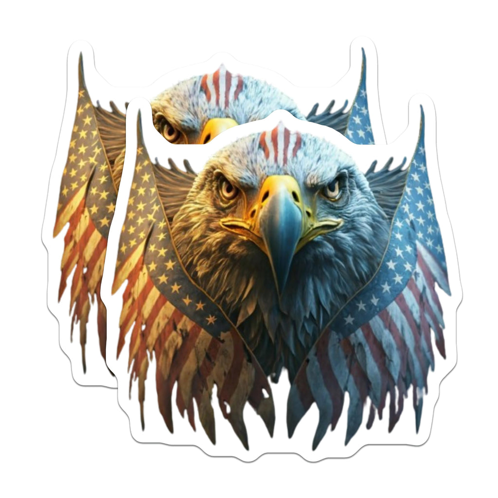(2 Pack) American Eagle Magnets - Patriotic USA Flag Head Emblem - Freedom Bird Art - National Pride Fridge Decor - 5 Inches On Longest Side - Thick Durable Magnet - Made in USA - MAG22376