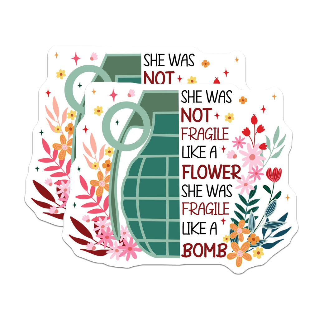(2 Pack) Empowering Women Stickers - Feminist Quote Stickers - Flower Bomb Stickers - 5" On Longest Side - Sticks to Smooth Flat Surfaces - Made in USA - BMCS4195
