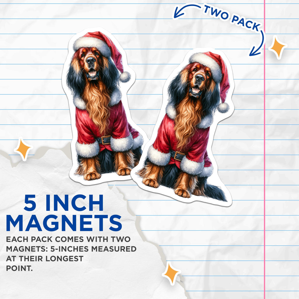 (2 Pack) Christmas Dog Magnets - Santa Dog Decor - Holiday Pet Refrigerator Decor - Stocking Stuffer Magnet for Dog Lovers - 5 Inches On Longest Side - Thick Durable Magnet - Made in USA - MAG25842