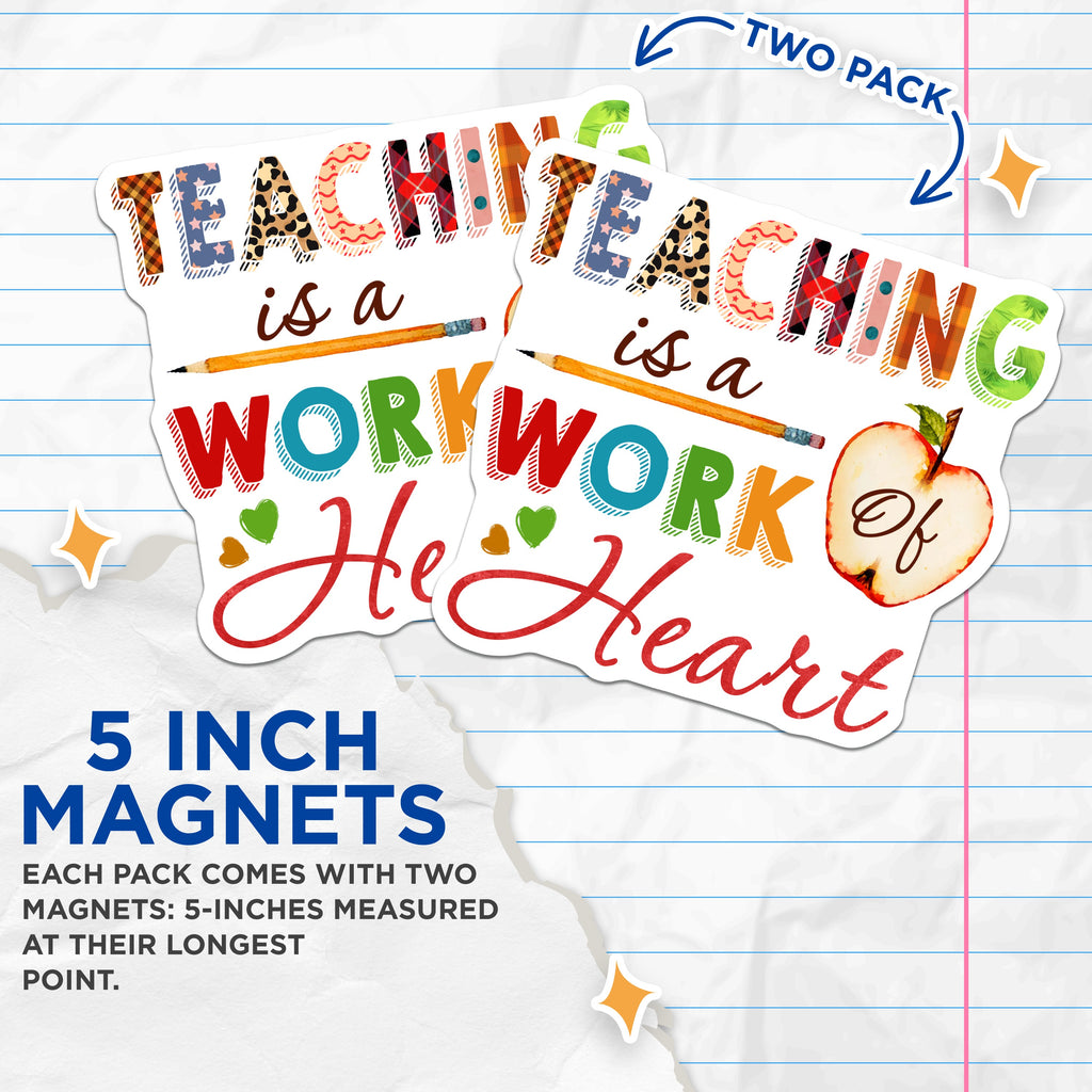 (2 Pack) Teacher Appreciation Magnets - Educator Thank You School Staff - Classroom Decor End of Year - 5 Inches On Longest Side - Thick Durable Magnet - Made in USA - MAG38996