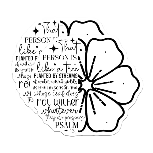 (2 Pack) Inspirational Bible Verse Stickers - Psalm 1:3 Stickers - Religious Christian Stickers for Faith Motivation - 5" On Longest Side - Sticks to Smooth Flat Surfaces - Made in USA - BMCS3848