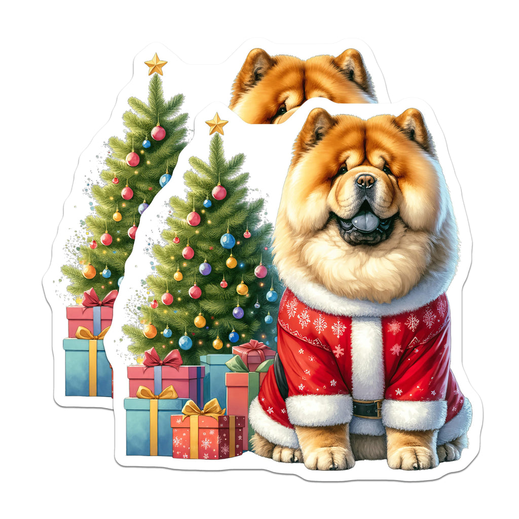 (2 Pack) Chow Chow Christmas Magnets - Santa Dog Holiday - Pet Lover Decor - 5 Inches On Longest Side - Thick Durable Magnet - Made in USA - MAG25086