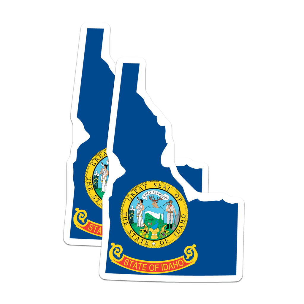 (2 Pack) Idaho State Flag Magnets - Official Gem State Seal - Unique Idaho Outline Map - US State Pride Collection - 5 Inches On Longest Side - Thick Durable Magnet - Made in USA - MAG19896