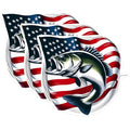 (3 Pack) Bass Fishing Decals - American Flag - Patriotic Angler - Fishing Decals - 3 Inches On Longest Side - Easy Peel & Apply - Made in USA - 3MCS1083