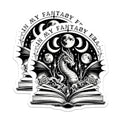 (2 Pack) Dragon Fantasy Stickers - Moon Phase Art Stickers - Mythical Creature Stickers - 5" On Longest Side - Sticks to Smooth Flat Surfaces - Made in USA - BMCS5053