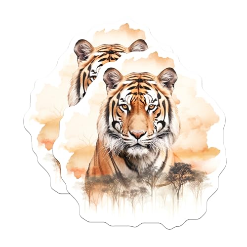 (2 Pack) Majestic Tiger Magnets - Wildlife Animal - Nature Magnets - 5" On Longest Side - for Cars, Fridges, Toolboxes - Made in USA - MAG3806