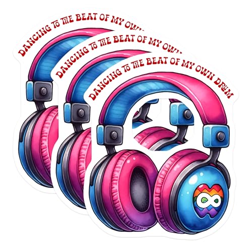 (3 Pack) Headphone Decals - Musical Inspiration Sticker - Laptop Decal - Dance to Your Own Beat - Music Lover - 3 Inches On Longest Side - Easy Peel & Apply - Made in USA - 3MCS6894