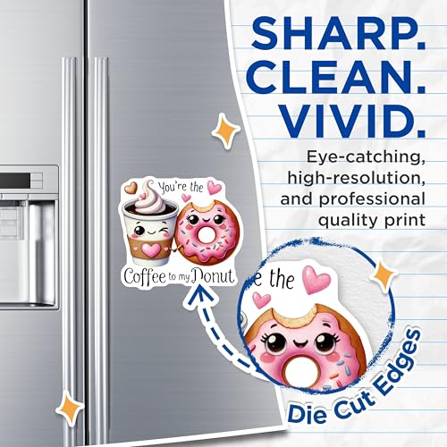 (2 Pack) Cute Coffee Donut Magnets - Sweet Love Magnets - Adorable Kitchen Decor Magnets - Fun Fridge Magnets - 5" On Longest Side - for Cars, Refrigerators, Toolboxes, Lockers - Made in USA BMCS3395