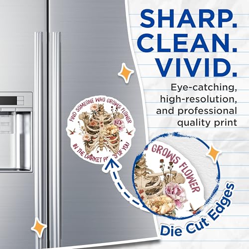 (2 Pack) Find Someone Who Grows Flower Magnets Magnets - Skeleton with Flowers - Inspirational Quote Decor - 5" On Longest Side - Made in USA - Sticks to Refrigerators & Metal Surfaces - MAG9036