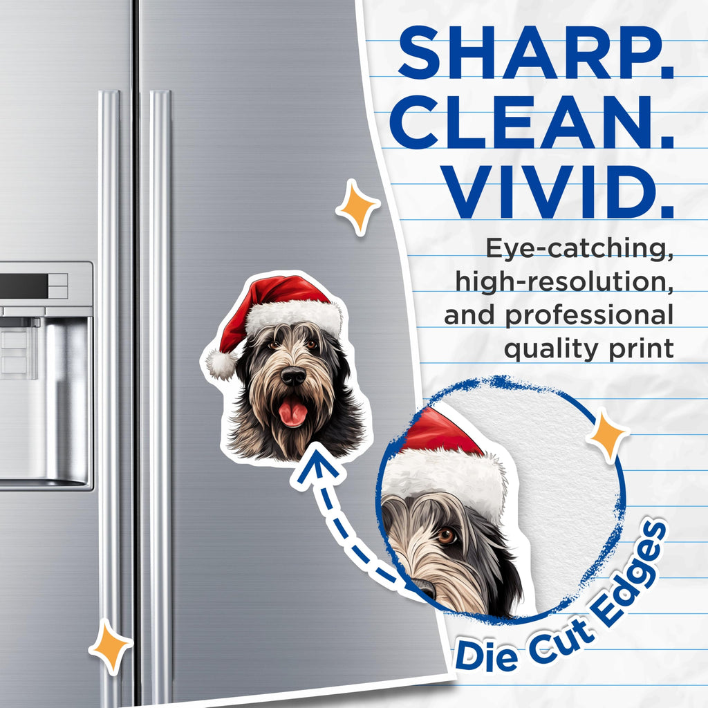 (2 Pack) Christmas Dog Magnets - Santa Hat Pet Decor - Holiday Fridge Art for Dog Owners - 5 Inches On Longest Side - Thick Durable Magnet - Made in USA - MAG28521