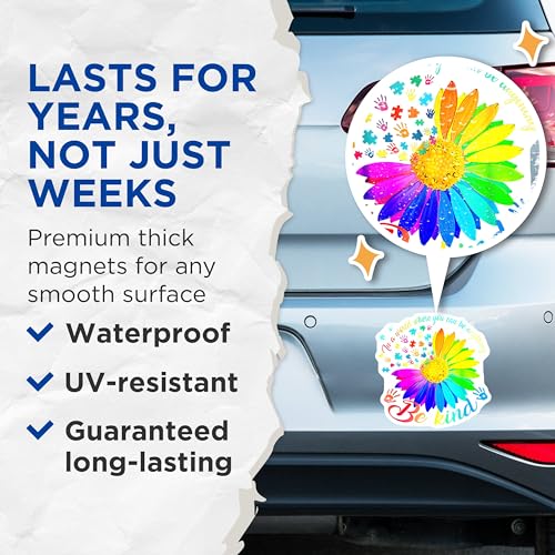 (2 Pack) Be Kind Magnets - Inspirational Quote Magnets - Rainbow Flower Magnets for Fridge - 5" On Longest Side - for Cars, Refrigerators, Toolboxes, Lockers - Made in USA BMCS3511