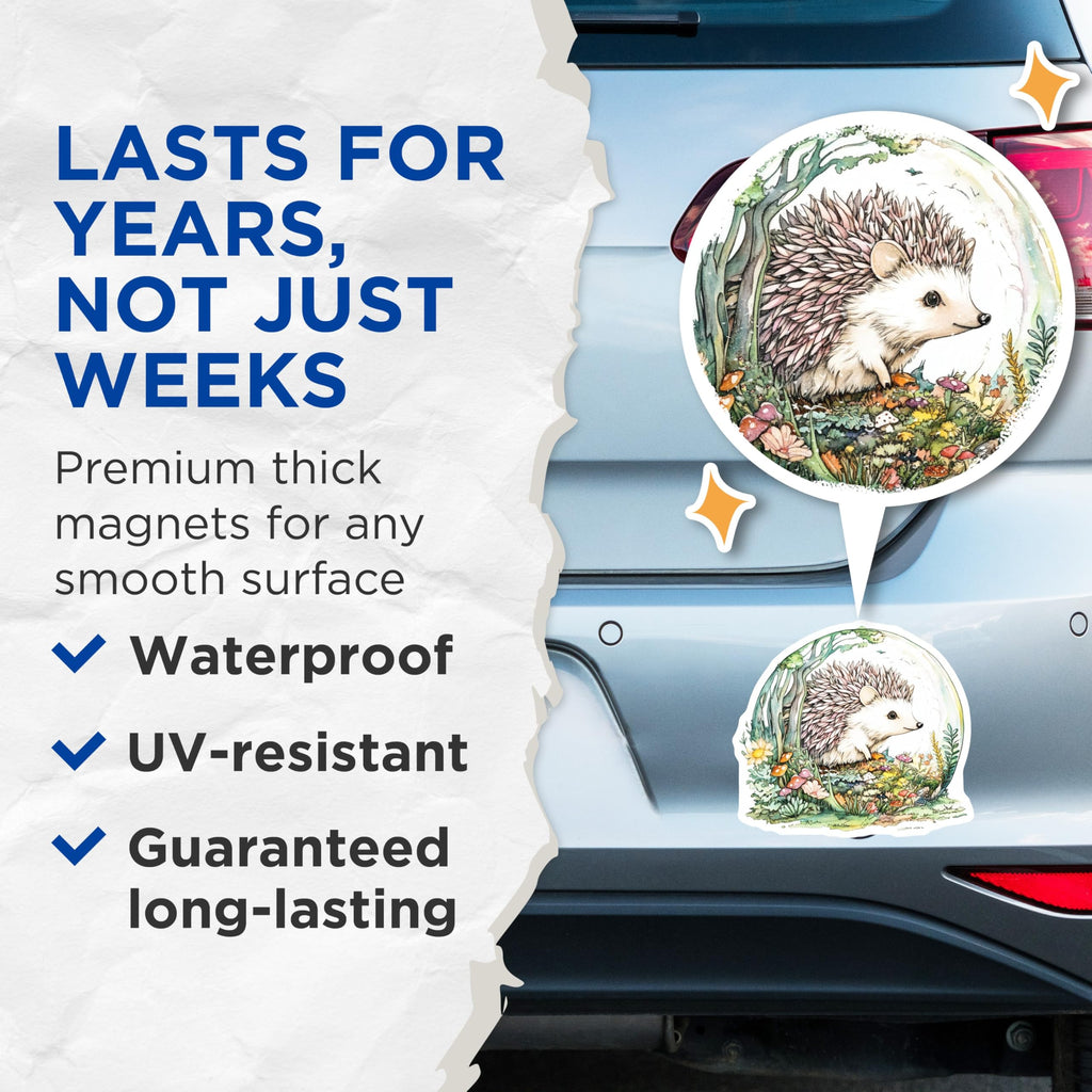 (2 Pack) Hedgehog Magnets - Cute Animal Magnets - Forest Theme Refrigerator Magnets - 5" On Longest Side - Premium Magnet - for Cars, Refrigerators, Toolboxes, Lockers - Made in USA - MAG16142