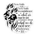 (2 Pack) Inspirational Quote Stickers - Hebrews 11:1 Lion Design - Faith Motivation Decal - 5" On Longest Side - Sticks to Smooth Flat Surfaces - Made in USA - BMCS3846