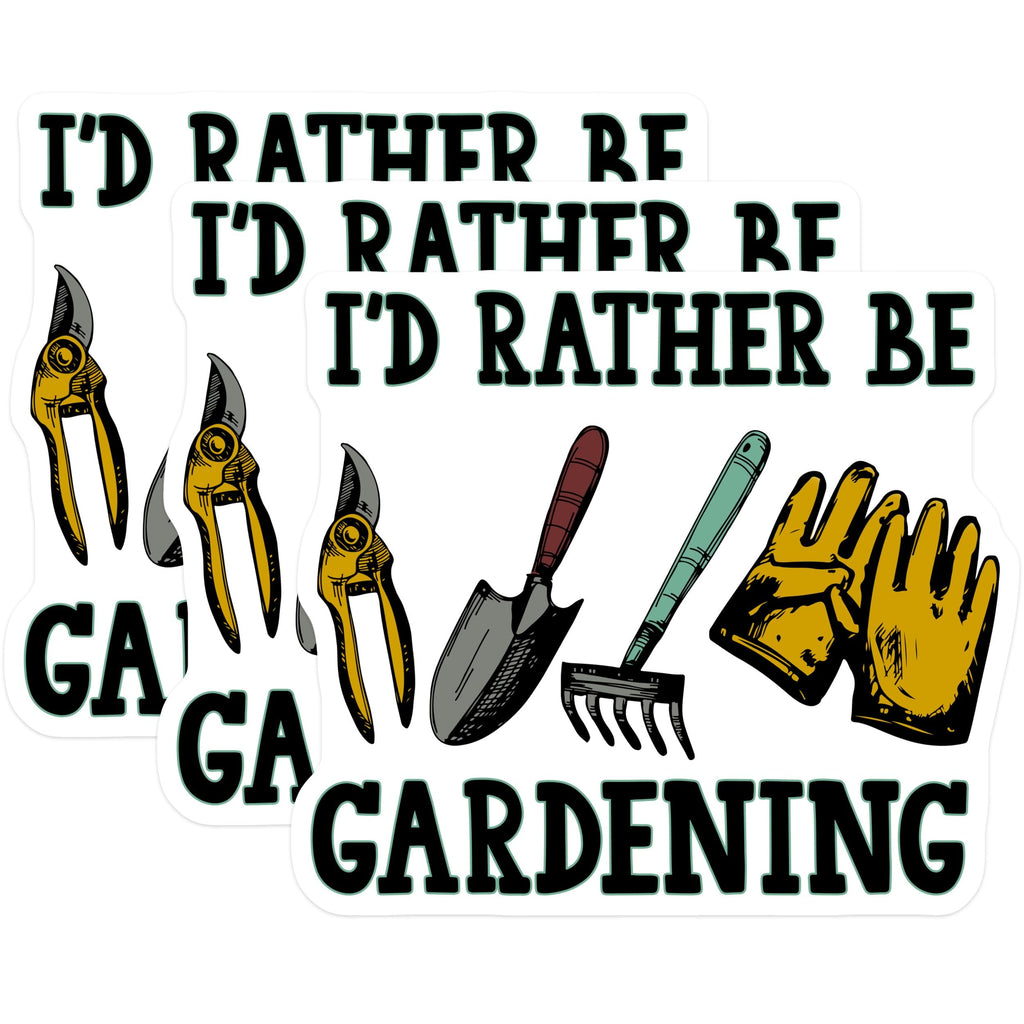 (3 Pack) Gardening Decals - I'd Rather Be Gardening - Gardener Laptop Decal - 3 Inches On Longest Side - Easy Peel & Apply - Made in USA - 3MCS2945