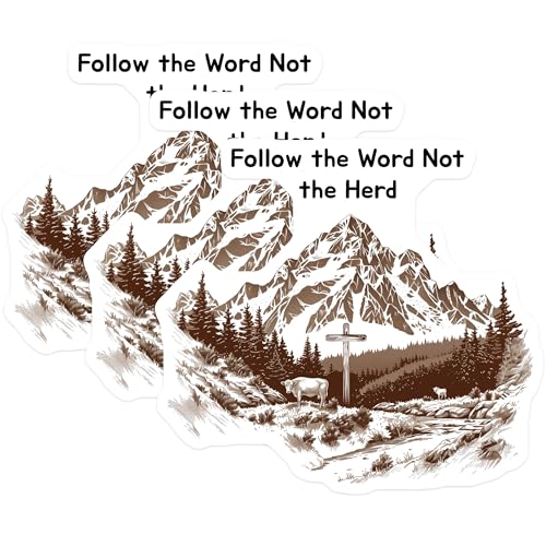 (3 Pack) Follow The Word Decals - Christian Landscape - Mountain Decals - 3 Inches On Longest Side - Easy Peel & Apply - Made in USA - 3MCS2246