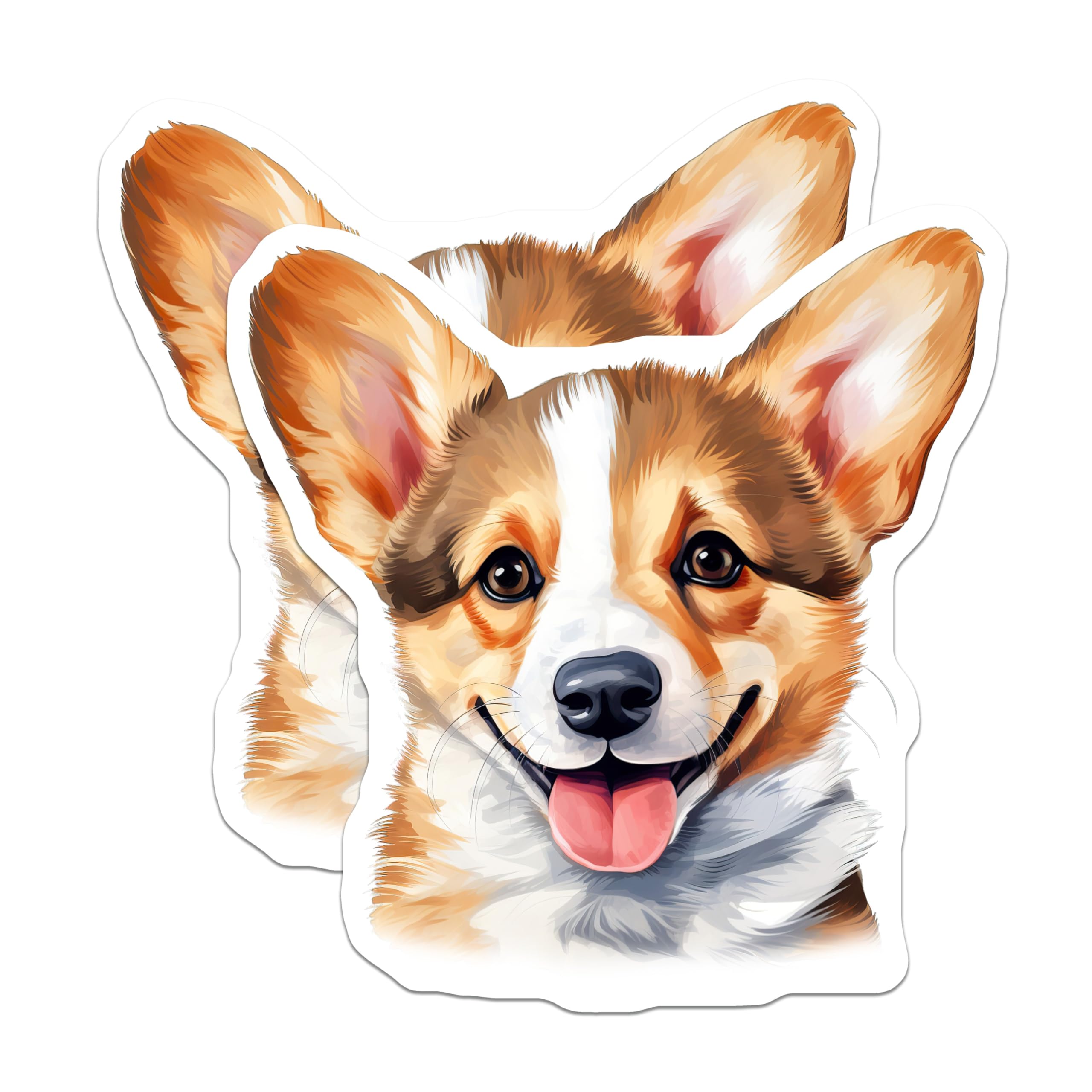 (2 Pack) Corgi Magnets - Happy Dog Face Decor - Pet Lover Refrigerator Accessory - Animal Enthusiast Locker - 5 Inches On Longest Side - Thick Durable Magnet - Made in USA - MAG29341