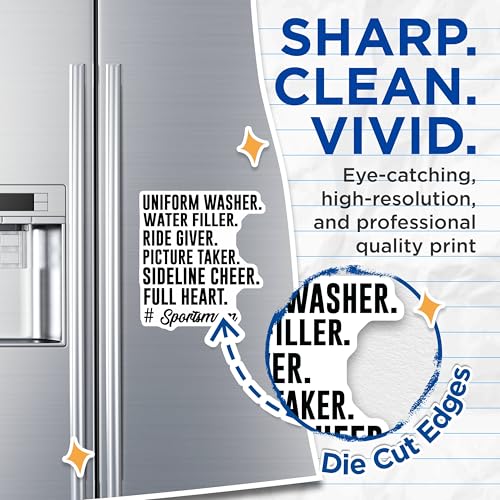 (2 Pack) Sportsmom Quotes Magnets - Inspirational Sports Magnets - Funny Mom Quotes Magnets for Fridge - 5" On Longest Side - for Cars, Refrigerators, Toolboxes, Lockers - Made in USA BMCS3074