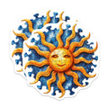 (2 Pack) Whimsical Sun Puzzle Magnets - Bright Celestial Art - Unique Fridge Decor Housewarming Present - 5 Inches On Longest Side - Thick Durable Magnet - Made in USA - MAG26165