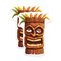 (2 Pack) Tiki Mask Carving Magnets - Polynesian Hawaiian Tropical Decor - Refrigerator Locker Appliance Artwork - 5 Inches On Longest Side - Thick Durable Magnet - Made in USA - MAG21559