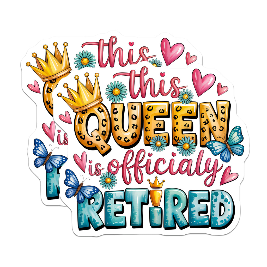 (2 Pack) Retired Queen Magnets - Funny Retirement Decor - Celebration Fridge Magnets - 5" On Longest Side - Premium Magnet - for Cars, Refrigerators, Toolboxes, Lockers - Made in USA - MAG16444