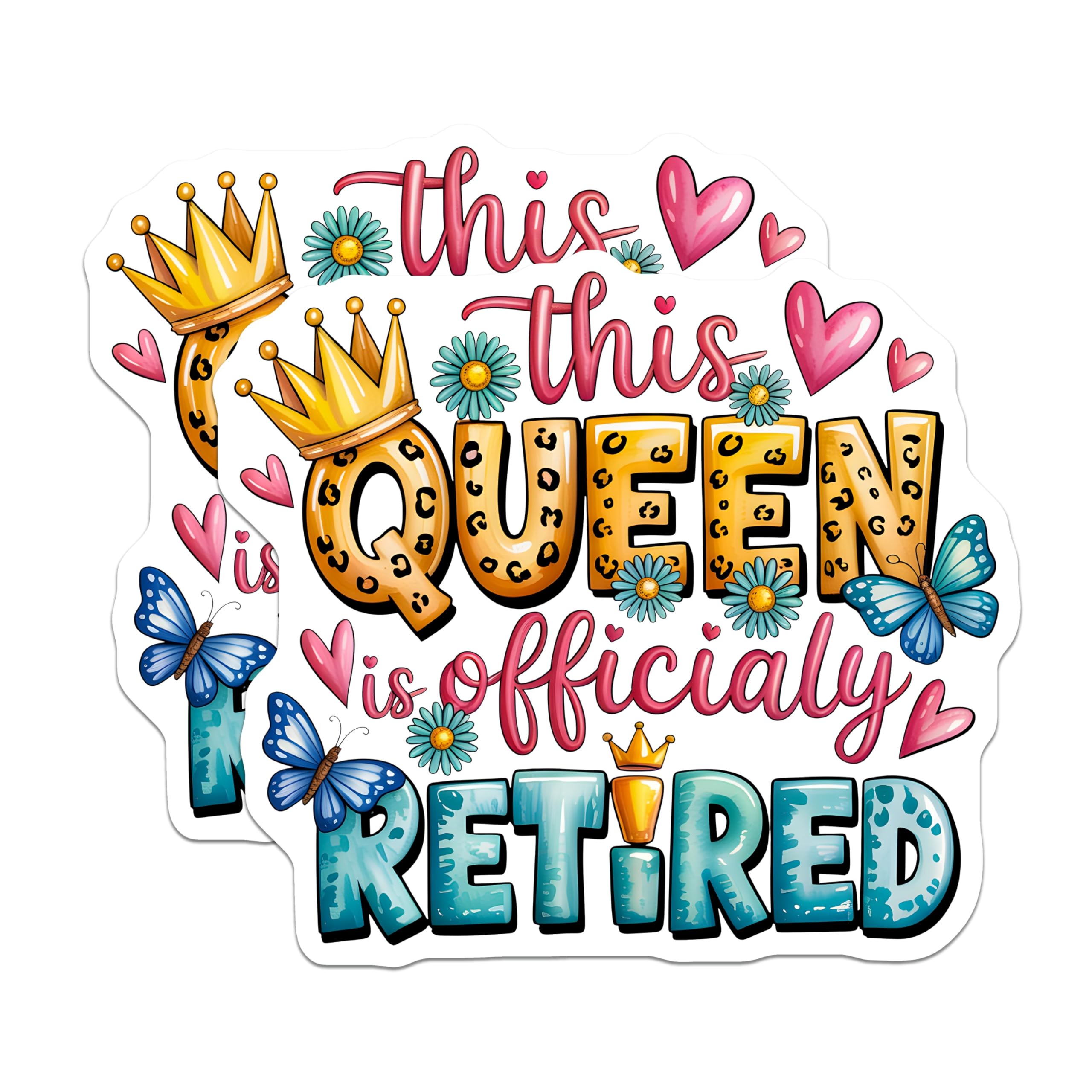 (2 Pack) Retired Queen Magnets - Funny Retirement Decor - Celebration Fridge Magnets - 5" On Longest Side - Premium Magnet - for Cars, Refrigerators, Toolboxes, Lockers - Made in USA - MAG16444