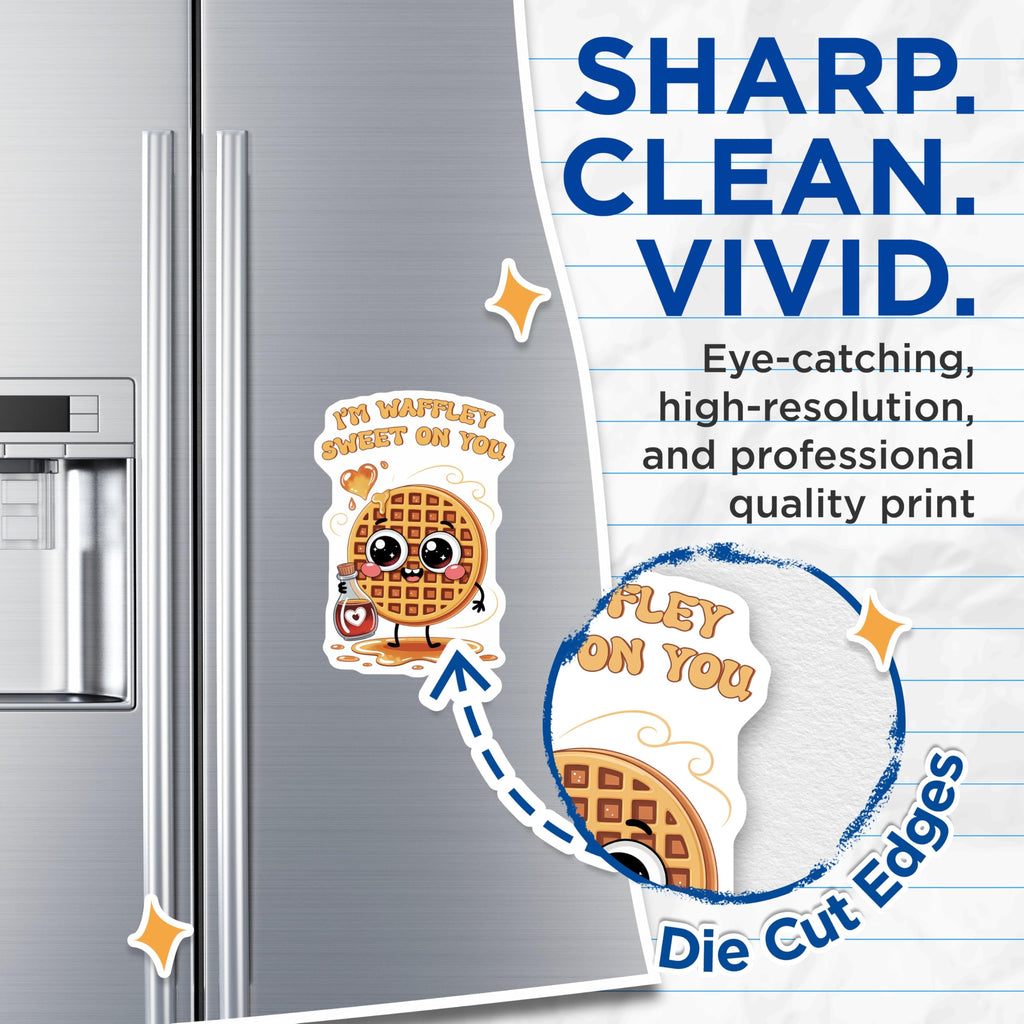 (2 Pack) Waffle Pun Magnets - Waffley Sweet Magnets - Cute Food Magnets - 5" On Longest Side - Premium Magnet - for Cars, Refrigerators, Toolboxes, Lockers - Made in USA - MAG15200