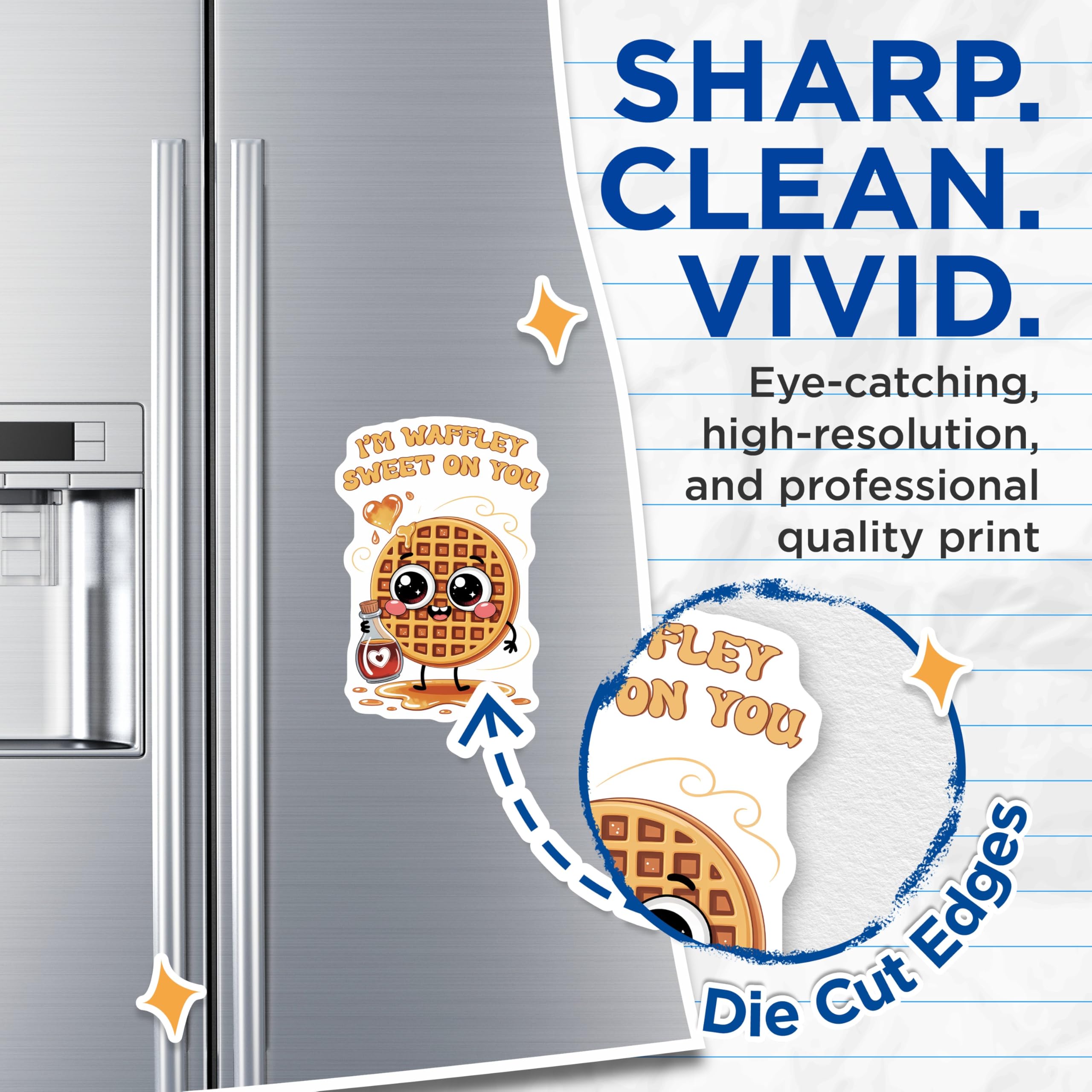 (2 Pack) Waffle Pun Magnets - Waffley Sweet Magnets - Cute Food Magnets - 5" On Longest Side - Premium Magnet - for Cars, Refrigerators, Toolboxes, Lockers - Made in USA - MAG15200