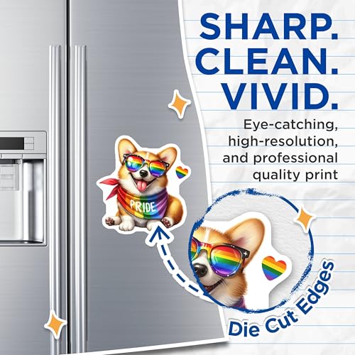 (2 Pack) Pride Corgi Magnets - Rainbow Dog Magnet - LGBTQ Support Magnets - 5" On Longest Side - for Cars, Fridges, Toolboxes - Made in USA - MAG7209
