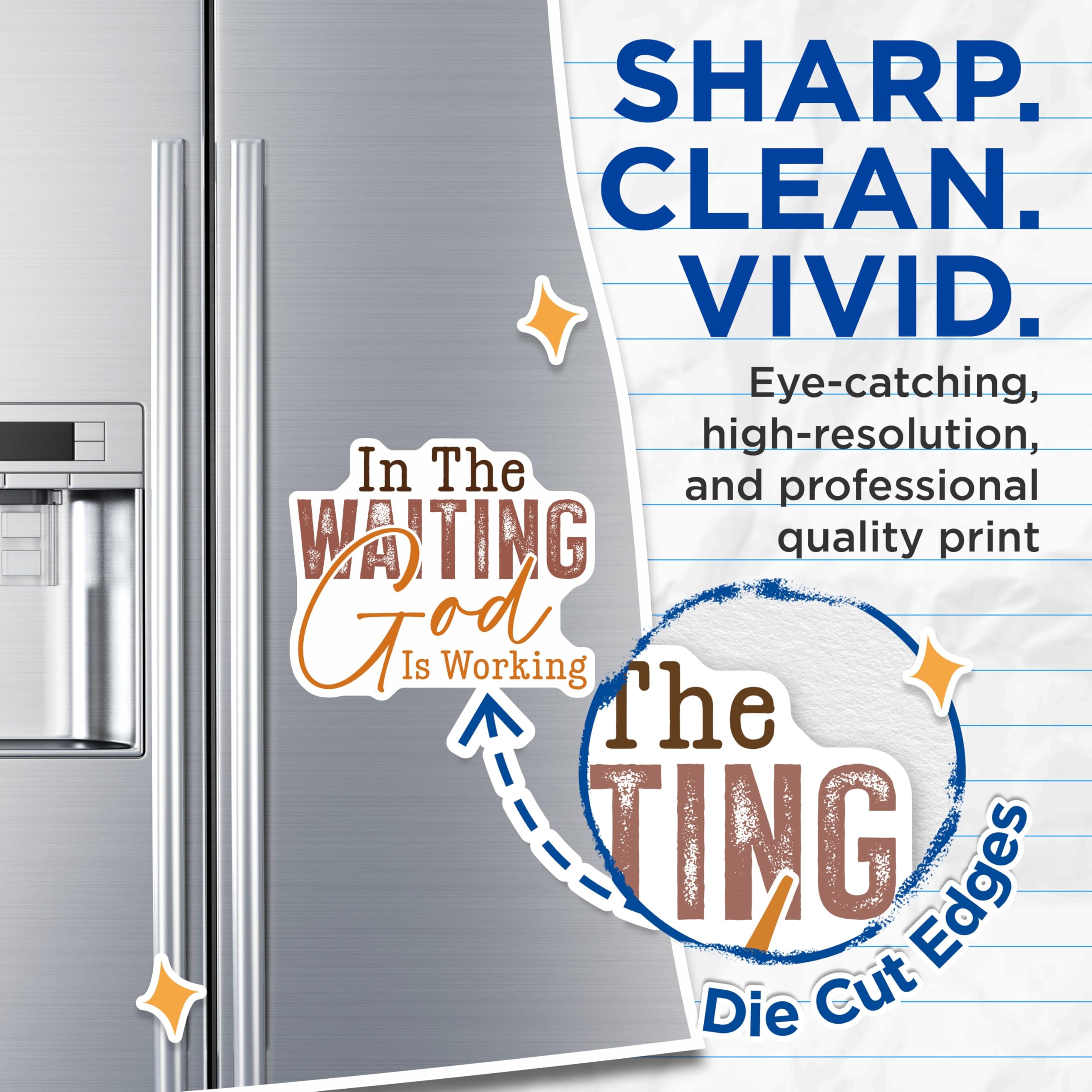 (2 Pack) Christian Faith Magnets - God is Working Refrigerator Decor - Inspirational Religious Saying - 5 Inches On Longest Side - Thick Durable Magnet - Made in USA - MAG29318