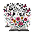 (2 Pack) Reading Helps Your Mind Bloom Magnets - Inspirational Quote Magnets - Flower and Book Design- 5" On Longest Side - for Fridges, Toolboxes, Cars - Made in USA - MAG2761