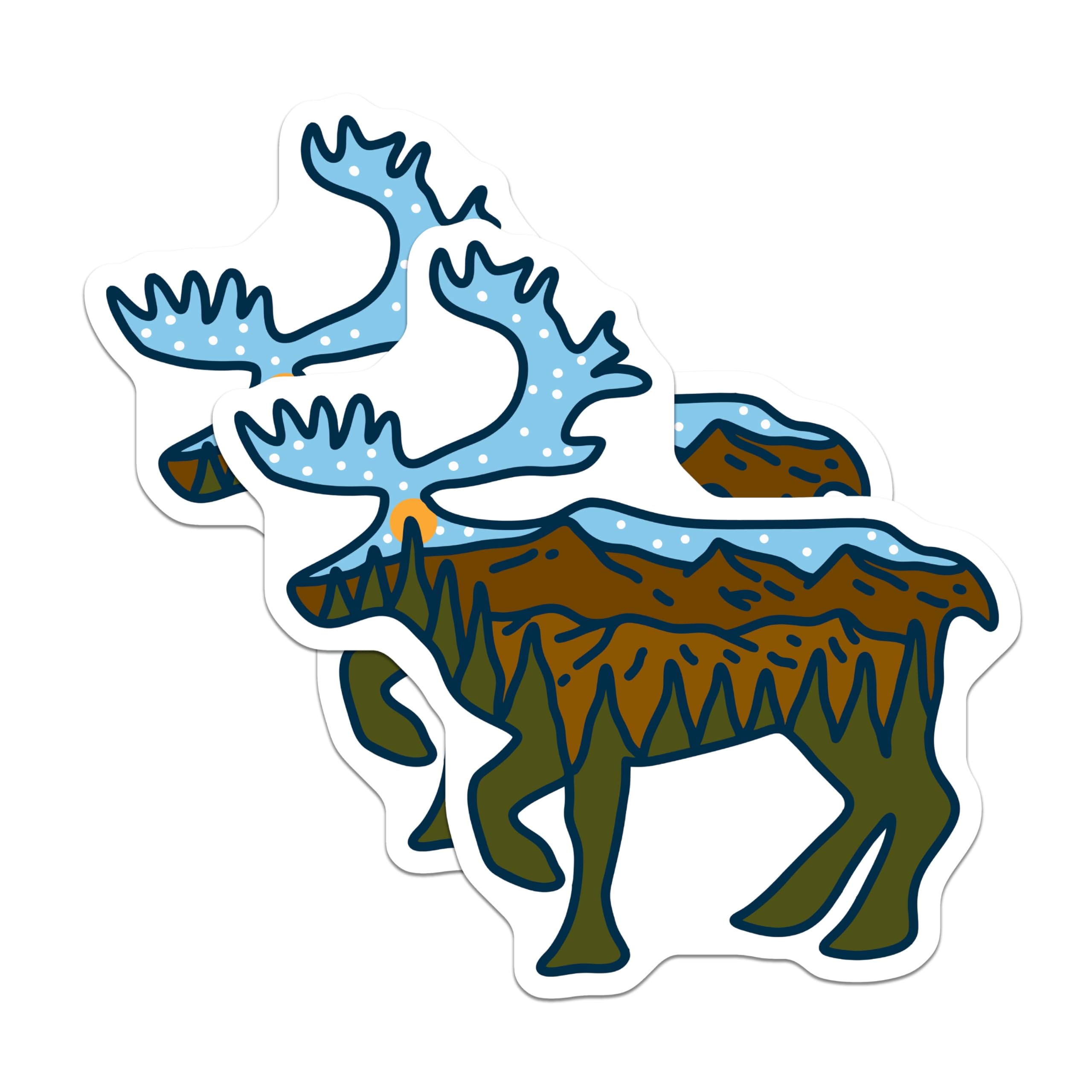 (2 Pack) Moose Magnets - Mountain Landscape - Refrigerator Decor - 5" On Longest Side - Premium Magnet - for Cars, Refrigerators, Toolboxes, Lockers - Made in USA - MAG17692
