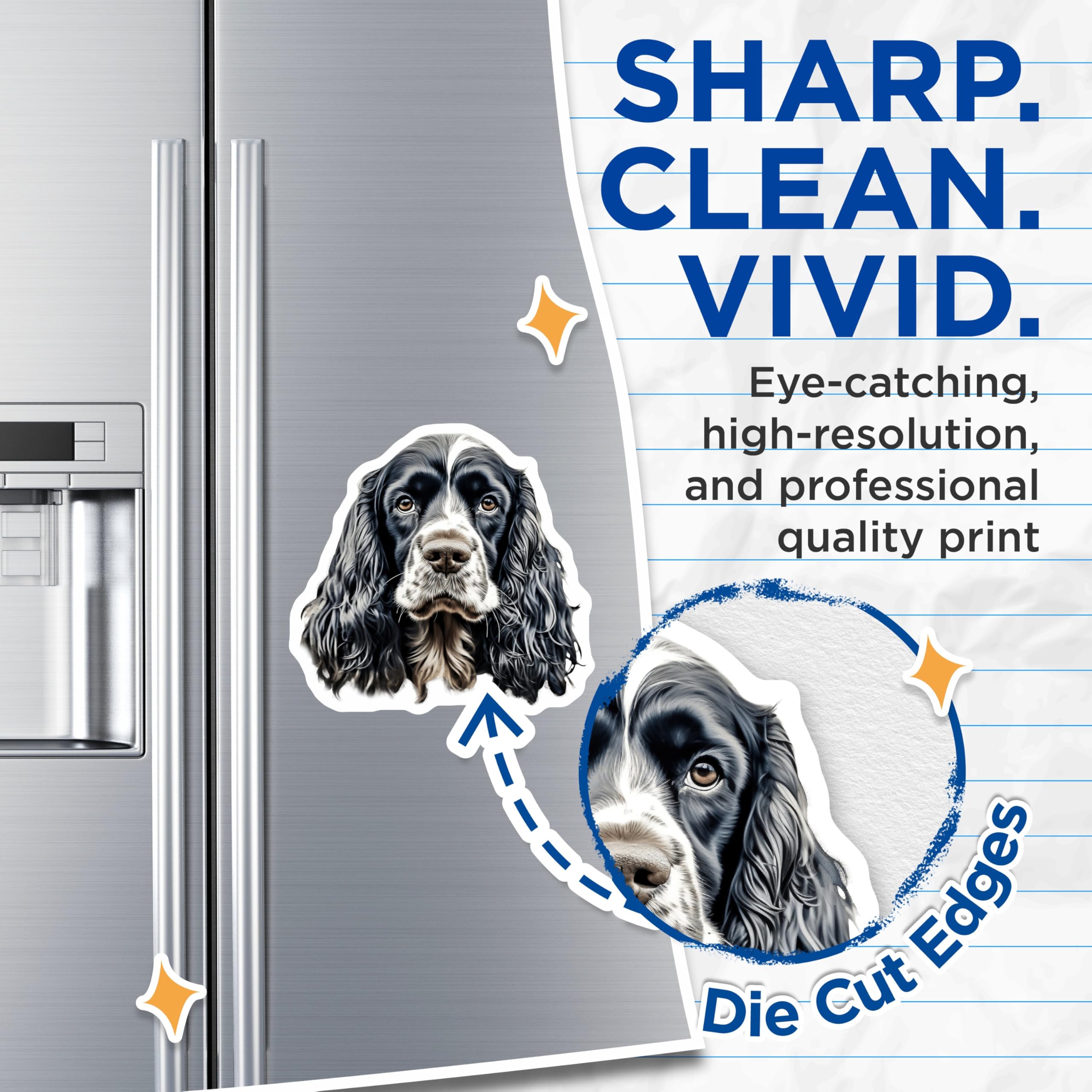 (2 Pack) Cocker Spaniel Magnets - Springer Dog Portrait - Animal Lover Decor - 5 Inches On Longest Side - Thick Durable Magnet - Made in USA - MAG28440