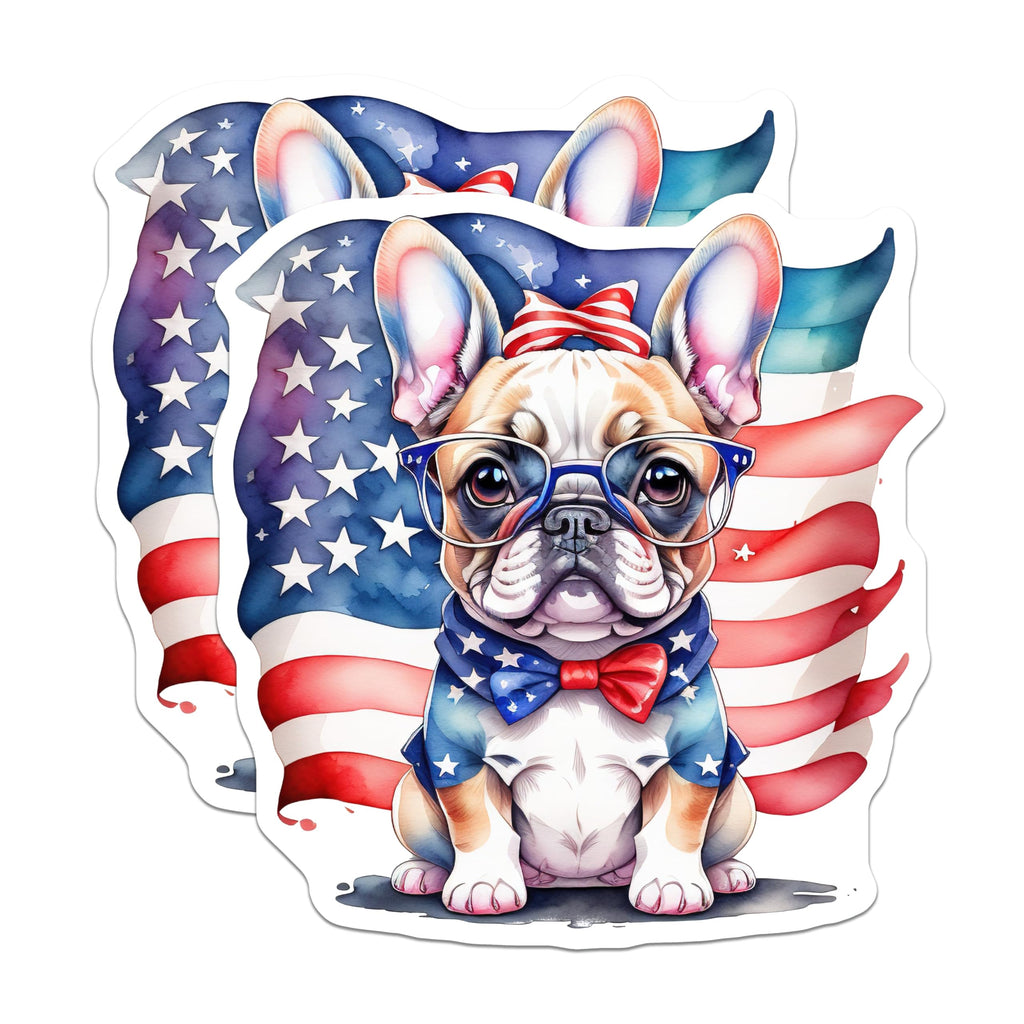 (2 Pack) Patriotic Bulldog Magnets - American Flag Decor - Fourth of July Decorations - 5" On Longest Side - Premium Magnet - for Cars, Refrigerators, Toolboxes, Lockers - Made in USA - MAG15080