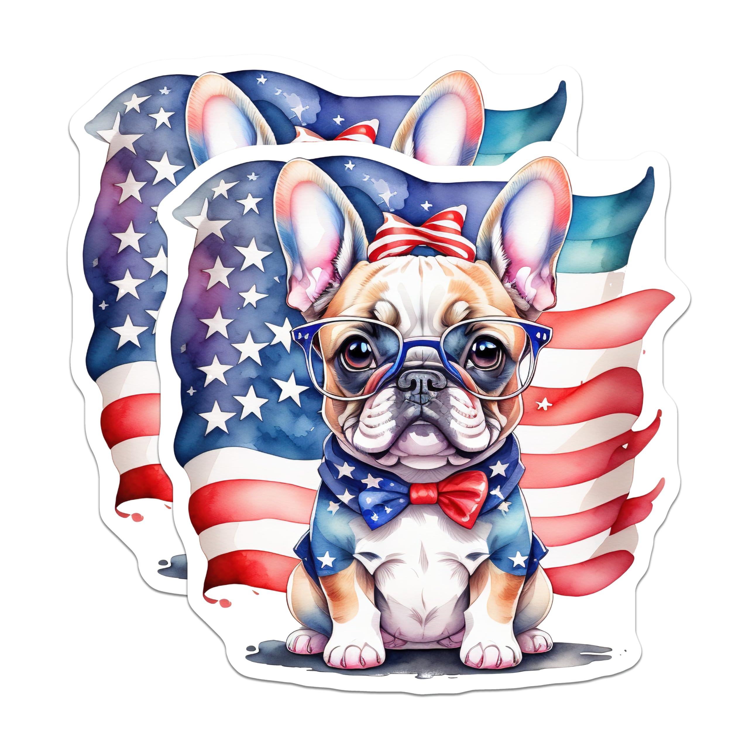 (2 Pack) Patriotic Bulldog Magnets - American Flag Decor - Fourth of July Decorations - 5" On Longest Side - Premium Magnet - for Cars, Refrigerators, Toolboxes, Lockers - Made in USA - MAG15080