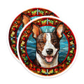 (2 Pack) Stained Glass Dog Magnets - Pitbull Amstaff Art - Happy Dog Home Decor - 5 Inches On Longest Side - Thick Durable Magnet - Made in USA - MAG27699