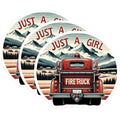 (3 Pack) Fire Truck Decals - Just A Girl Design - Laptop Decals- 3 Inches On Longest Side - Easy Peel & Apply - Made in USA - 3MCS5959